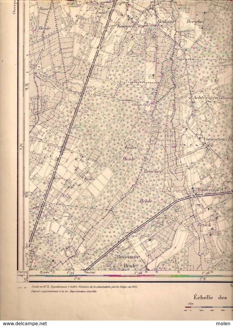 STAFKAART 18/1 Meting 1872 HAMONT-ACHEL KAULILLE SINT-HUIBRECHTS-LILLE LOZEN HET-LO BALENHOEK DE-HEES Bocholt Kaart S385 - Hamont-Achel