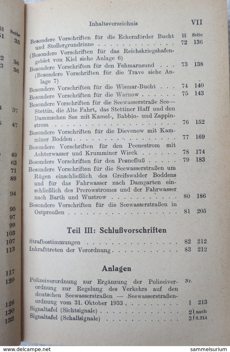 "Seewasserstrassenordnung" Polizeiverordnung zur Regelung des Verkehrs auf den deutschen Seewasserstrassen, von 1939