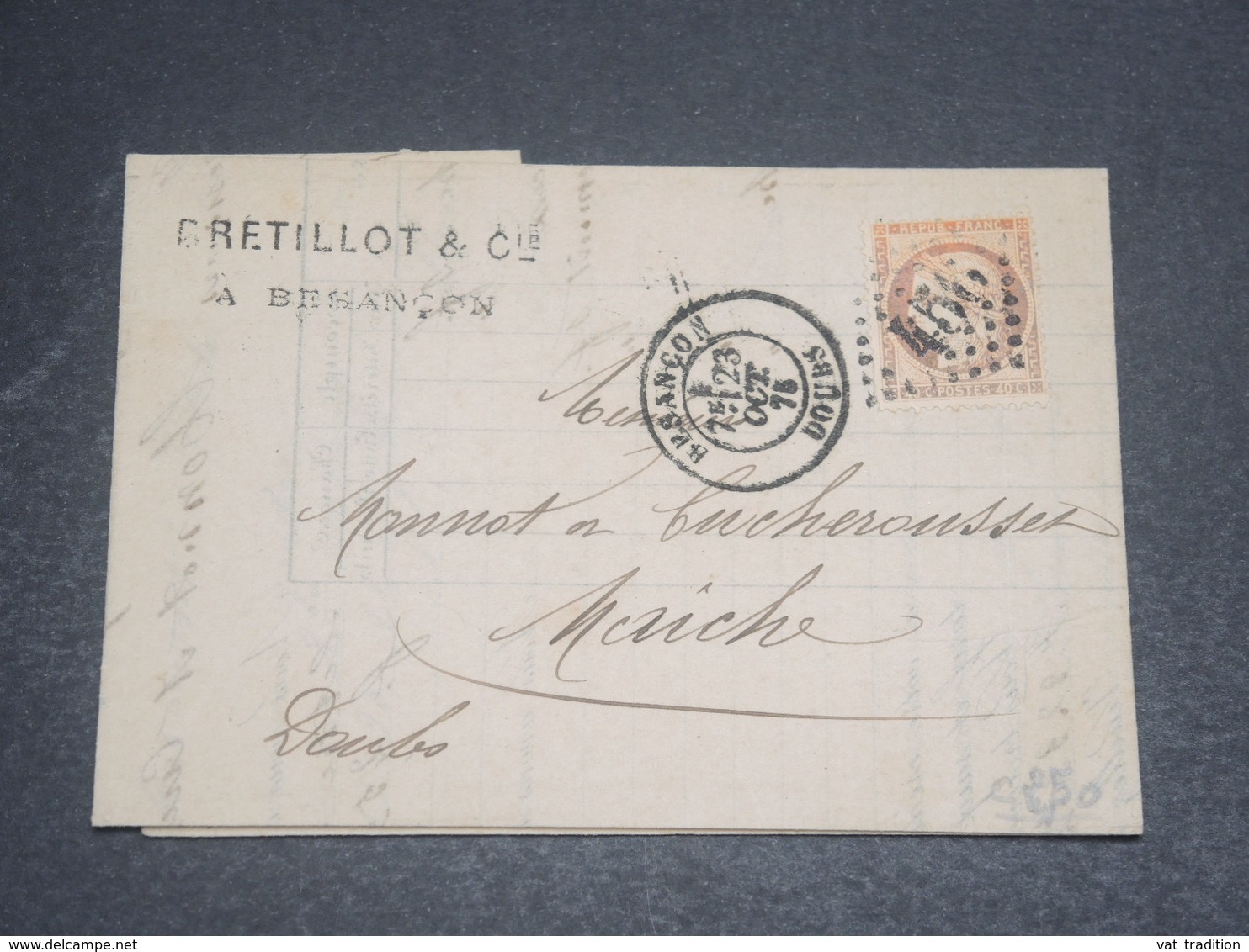 FRANCE - Lettre De Besançon Pour Maîche En 1875 , Affranchissement Cérès - L 12247 - 1849-1876: Klassik