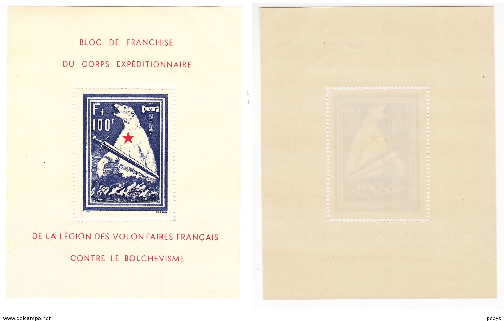 Prix Cassé! France TB Bloc Feuillet De L'Ours LVF N°1 1941 Nf ** - Unused Stamps