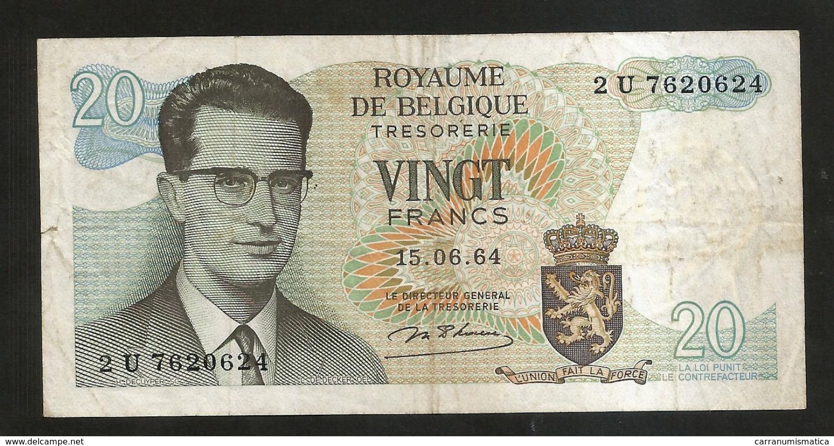 BELGIQUE / BELGIO - THESAURIE - 20 FRANK / FRANCS (1964) - 20 Franchi