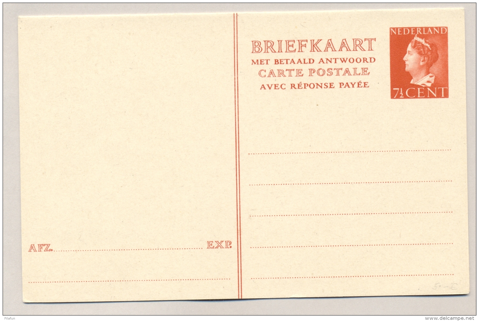 Nederland - 1947 - 7,5 + 7,5 Cent Konijnenburg, Briefkaart G290 - Ongebruikt - Postwaardestukken