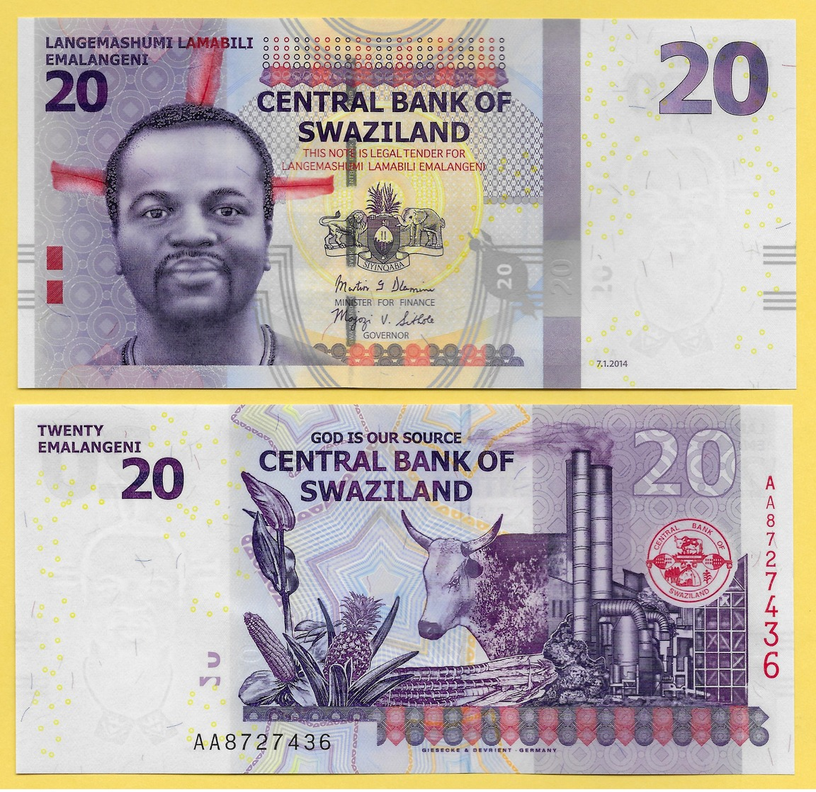 Swaziland 20 Emalangeni P-37b 2014 UNC - Swaziland