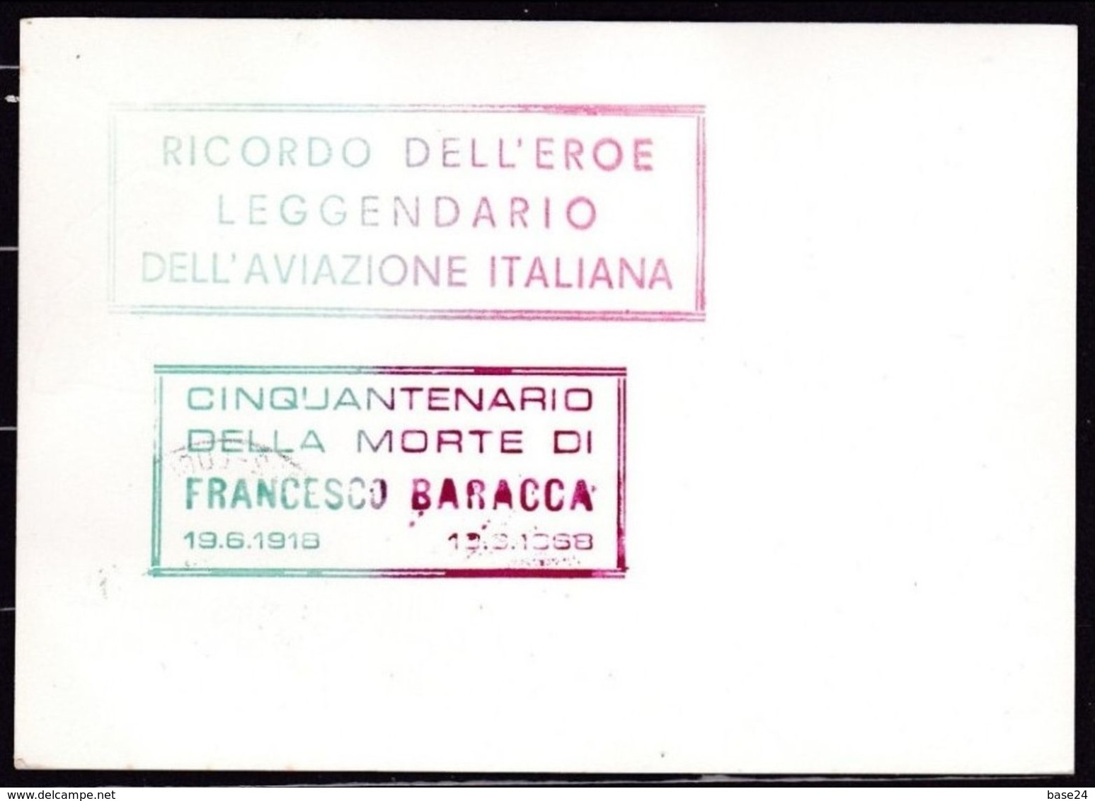 1968 Italia Lugo Di Romagna FRANCESCO BARACCA 50° DELLA MORTE Cartolina Baracca Eroe Leggendario E Fulco Affr.25L - Prima Guerra Mondiale