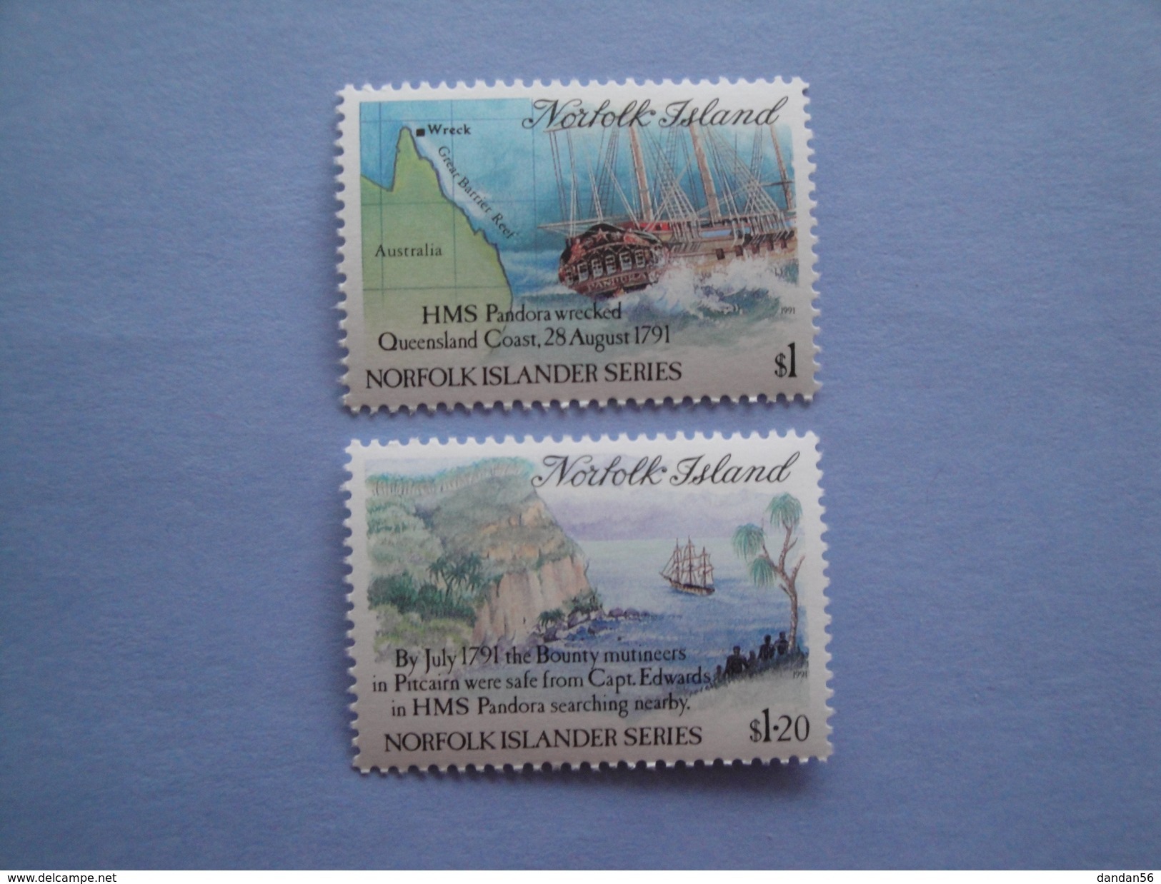 1991 Norfolk Yvert 497/8 ** Bateaux Ships  Scott 508/9 Michel 506/7 SG 516/7 Wreck Of Pandora - Ile Norfolk