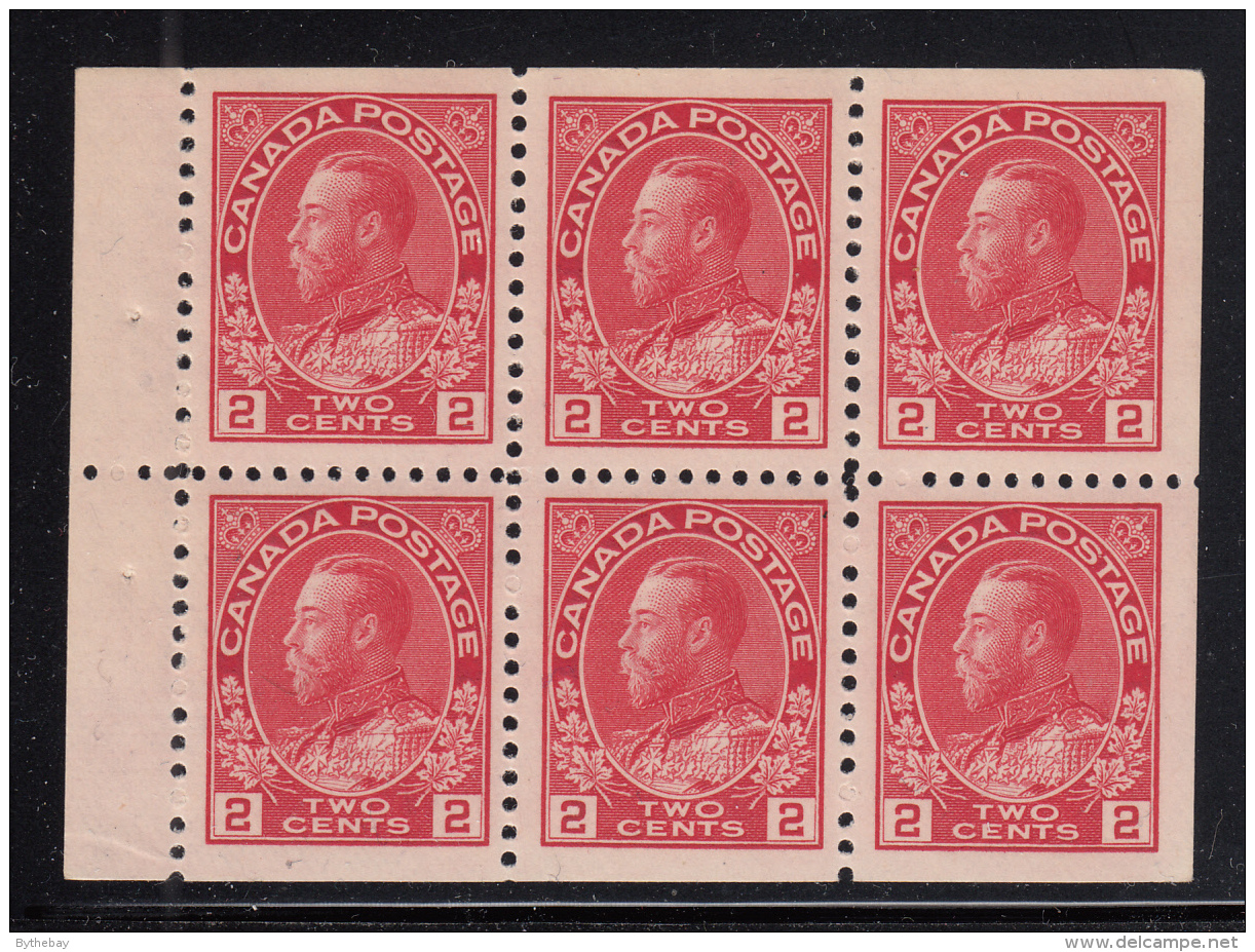 Canada 1911-25 MNH Scott #106a 2c Admiral Pane Of 6 - Pages De Carnets