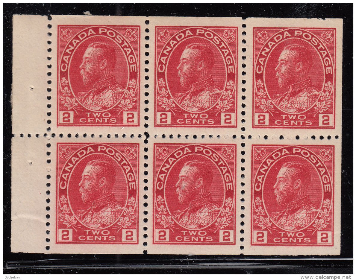 Canada 1911-25 MNH Scott #106a 2c Admiral Pane Of 6 Re-entry - Pages De Carnets