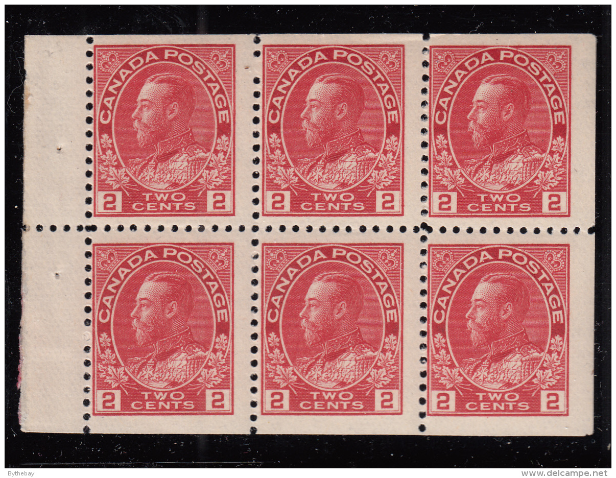 Canada 1911-25 MNH Scott #106a 2c Admiral Pane Of 6 - Paginas De Cuadernillos