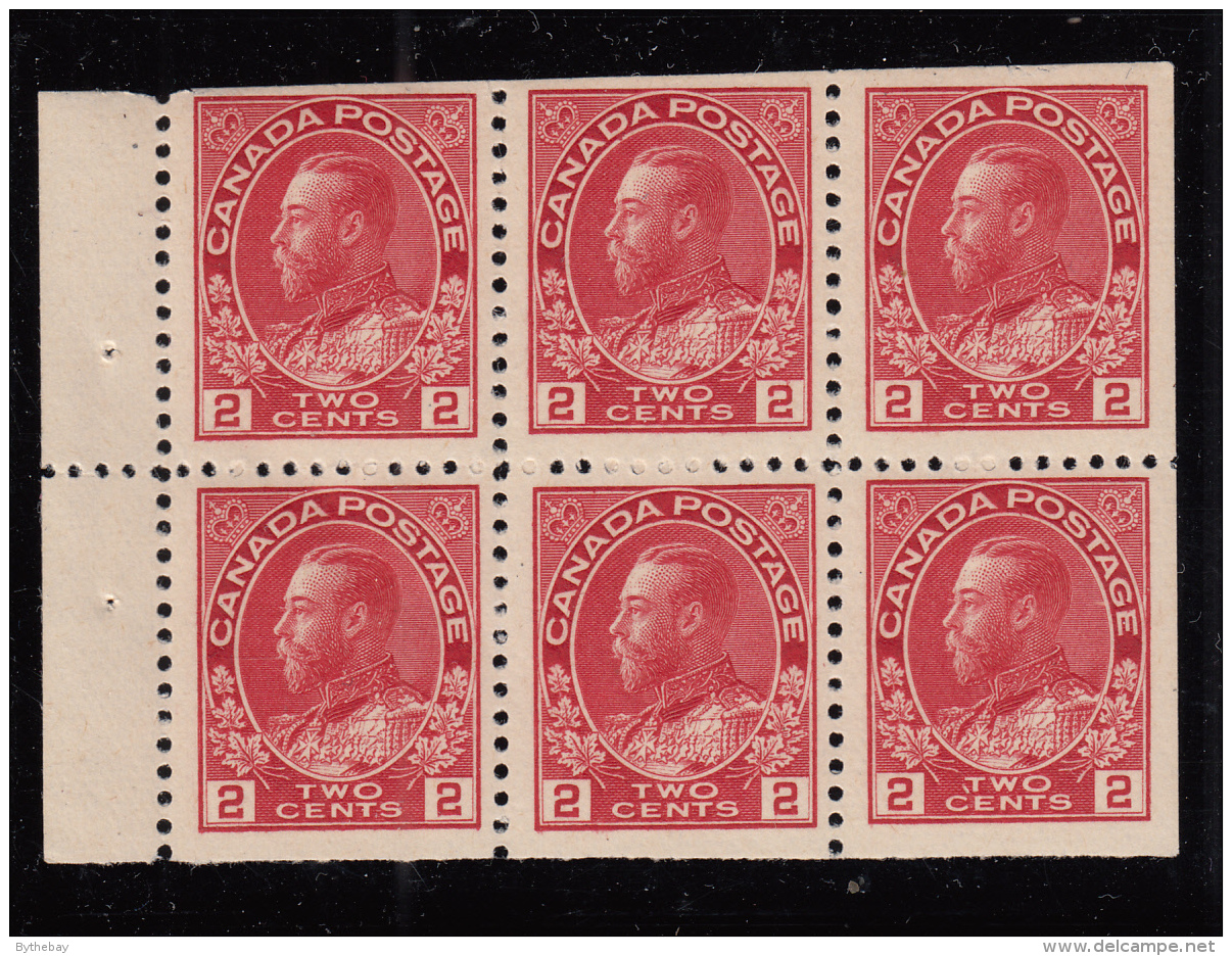 Canada 1911-25 MNH Scott #106a 2c Admiral Pane Of 6 Re-entry - Pages De Carnets