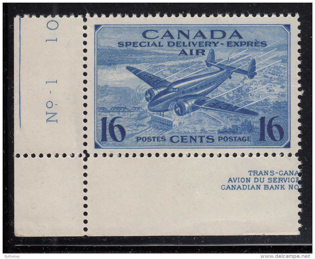 Canada 1942-43 MNH Scott #CE1 16c Trans-Canada Airplane Lower Left Inscription - Posta Aerea: Espressi