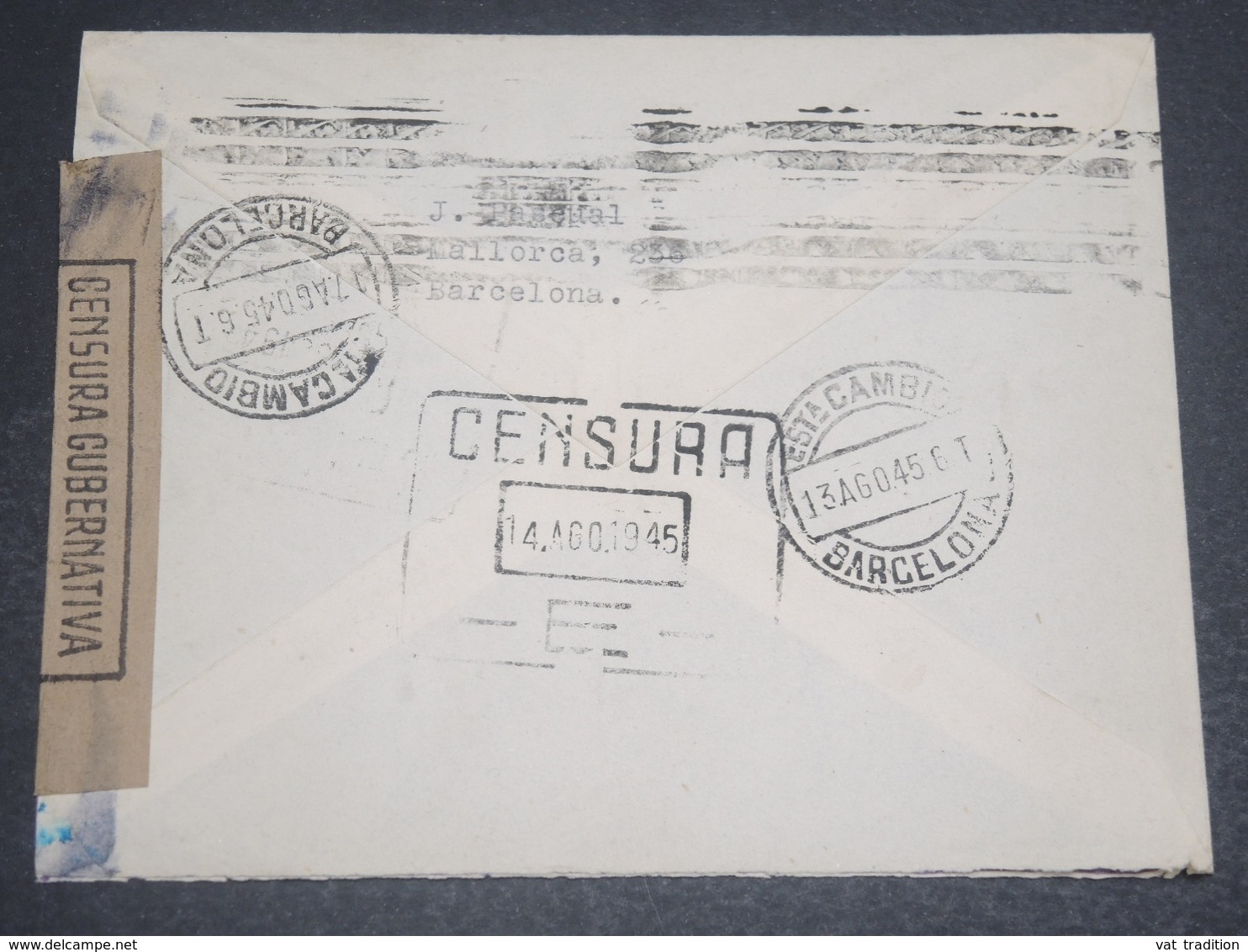 ESPAGNE - Enveloppe Pour Paris En 1945 Avec Censure De Barcelone - L 12282 - Nationalistische Censuur