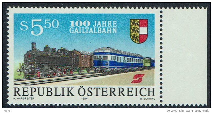 Österreich 1994, "Eisenbahnen", MiNr 2130,  Postfrisch - Unused Stamps