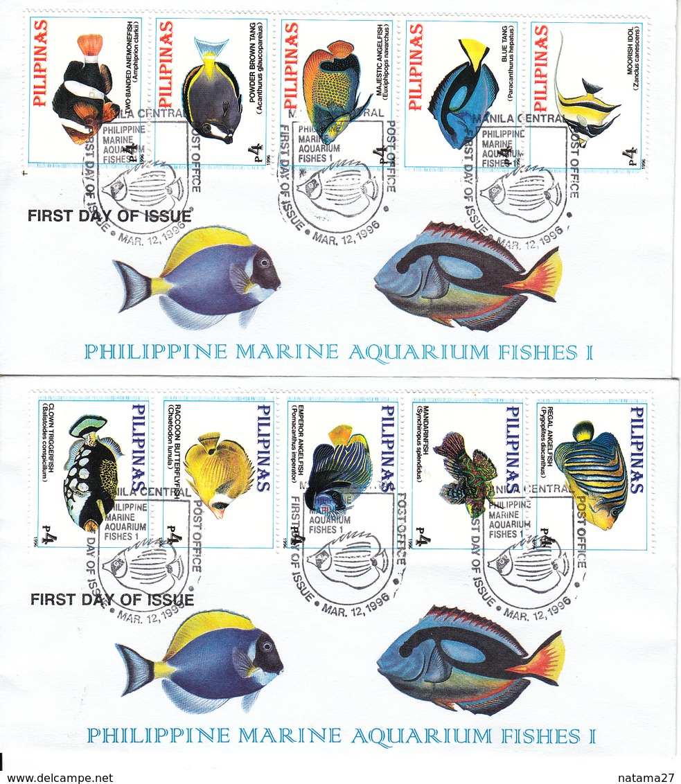 Filippine Philippines Philippinen Filipinas 1996 Marine Aquarium Fishes (Part I) 2 Strips Of Five 4p- 2 FDC (see Photo) - Philippines