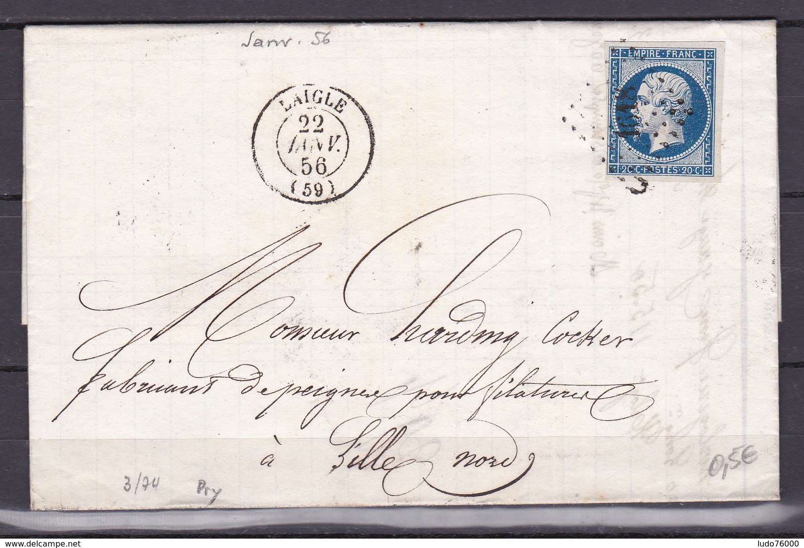 D805/ NAPOLEON N° 14 SUR LETTRE - 1853-1860 Napoléon III