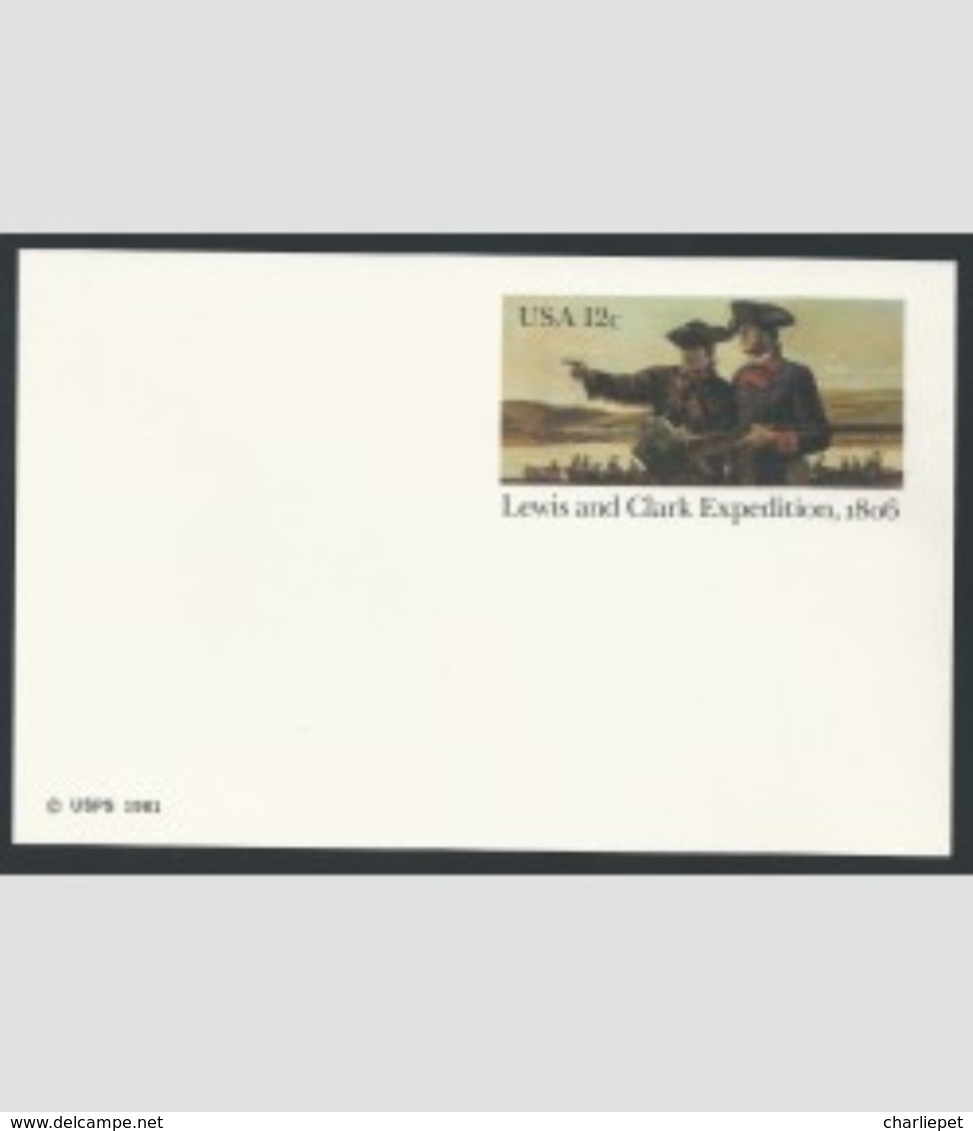 US Scott # UX91 Lewis Clarke Expedition Map River Postal Card - 1981-00