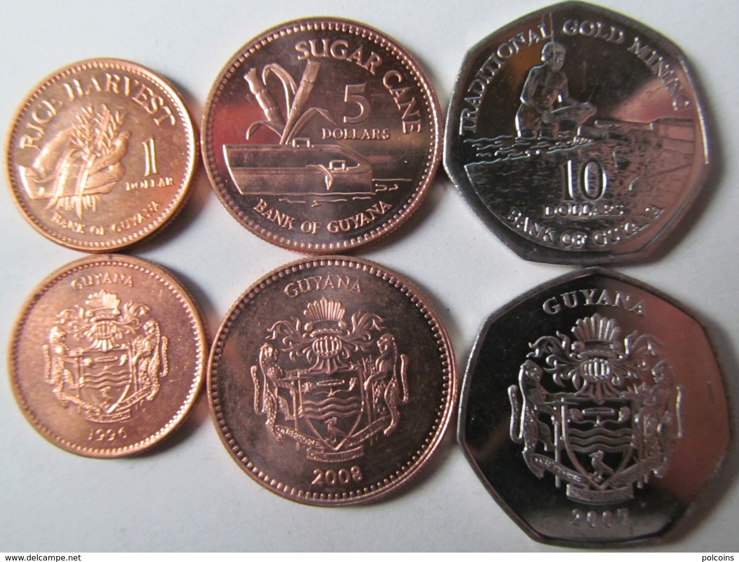 Guyana Set Of 3 Coins  1996-2008 (1+5+10 Dollars) Unc - Guyana