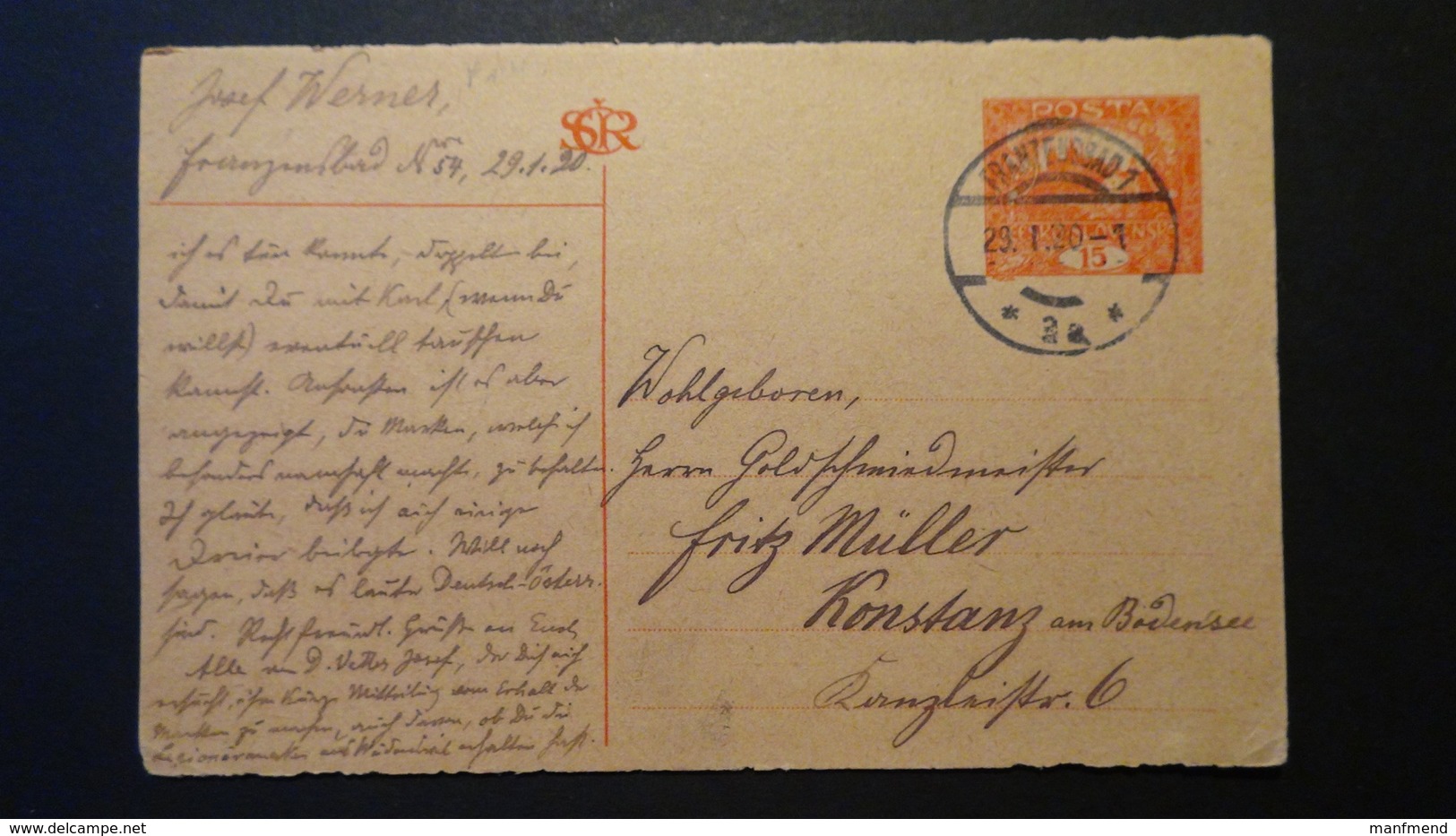 Czechoslovakia - 1919 - Mi: P 14 O - Postal Stationery - Look Scan - Cartes Postales