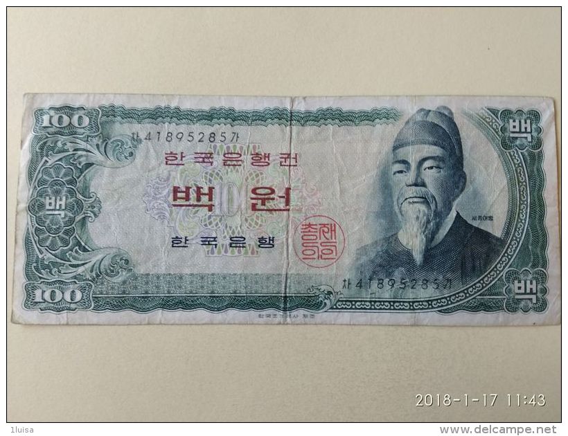 100 Won 1965 - Korea, Zuid