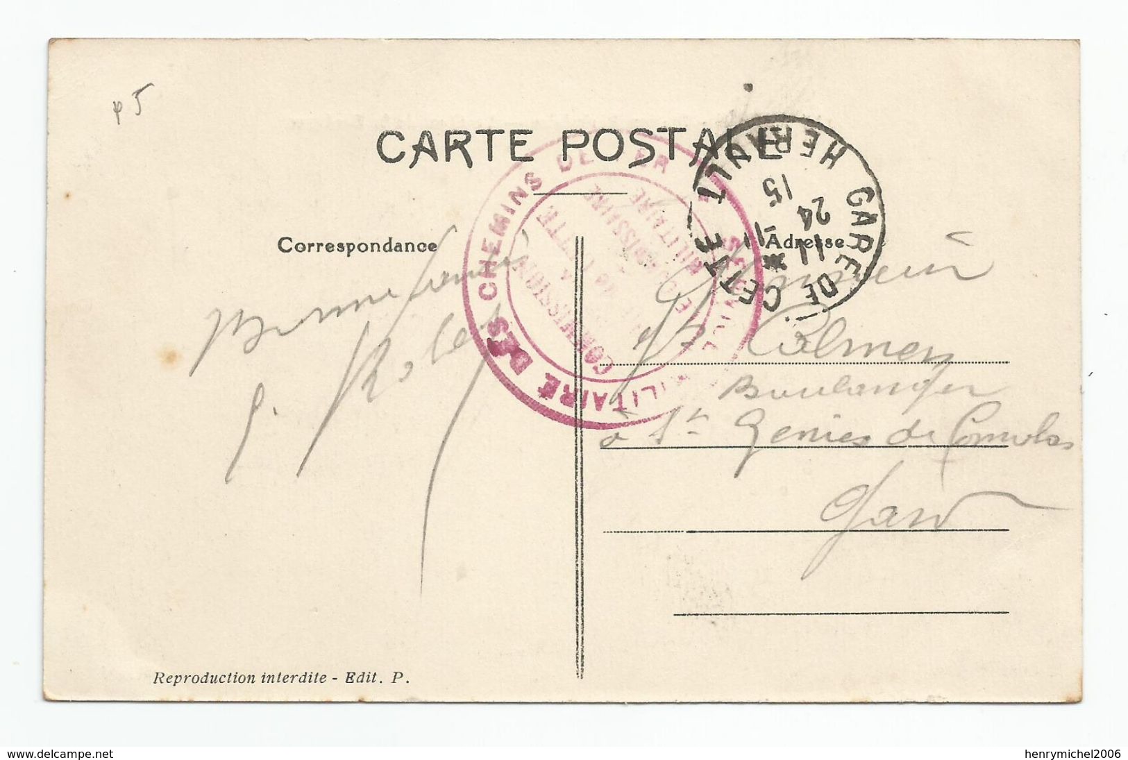 34 Hérault - Cette Sète Le Quai De La Bordigue Cachet Militaire 1915 - Sete (Cette)
