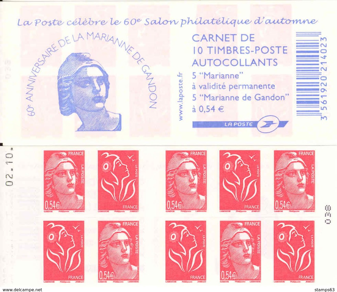 FRANCE - BOOKLET / CARNET, Yvert 1514- 2003 - Marianne Du 14 Juillet Et Gandon - Sonstige & Ohne Zuordnung