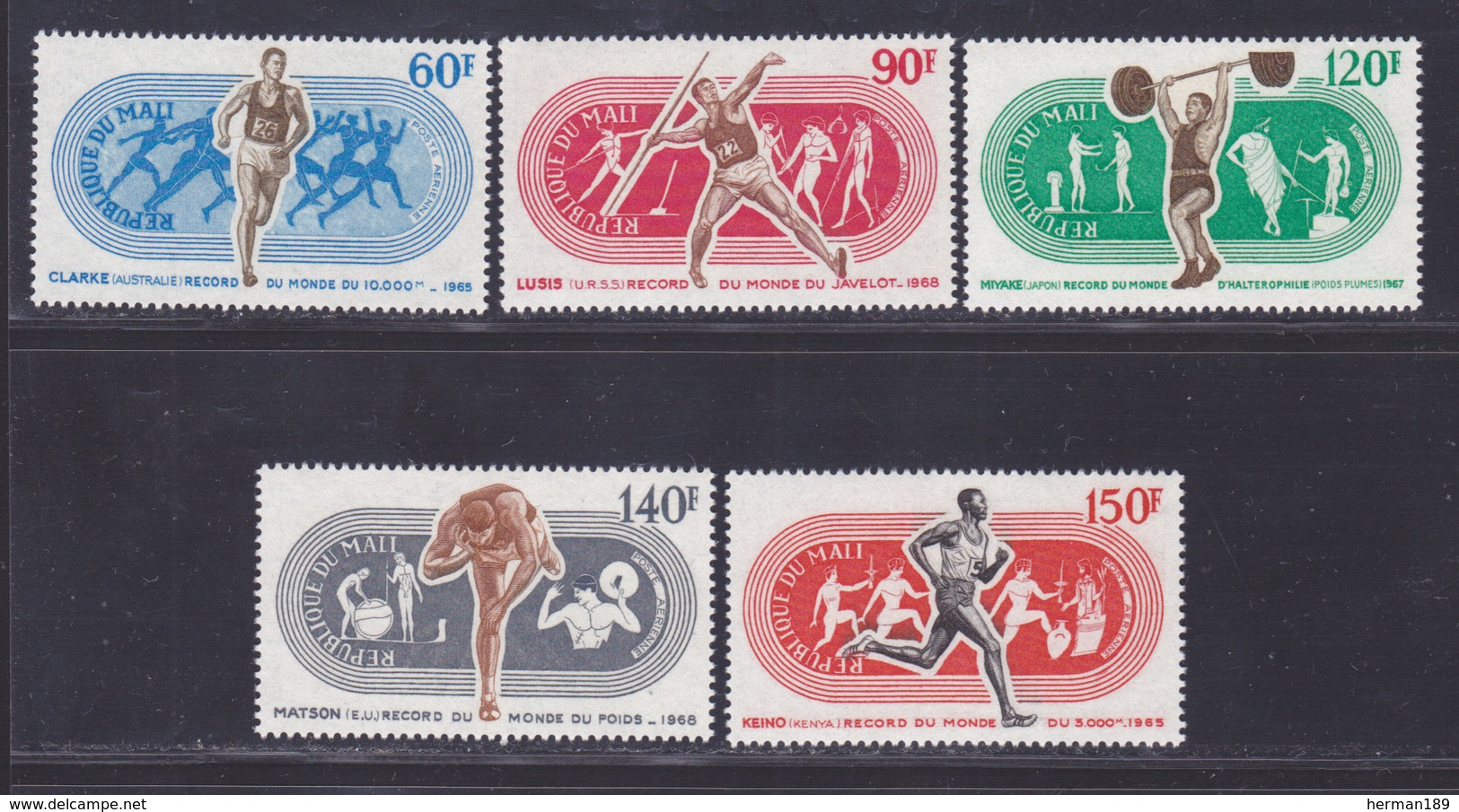 MALI AERIENS N°   73 à 77 ** MNH Neufs Sans Charnière, TB (D4524) Grands Champions Sportifs - Mali (1959-...)