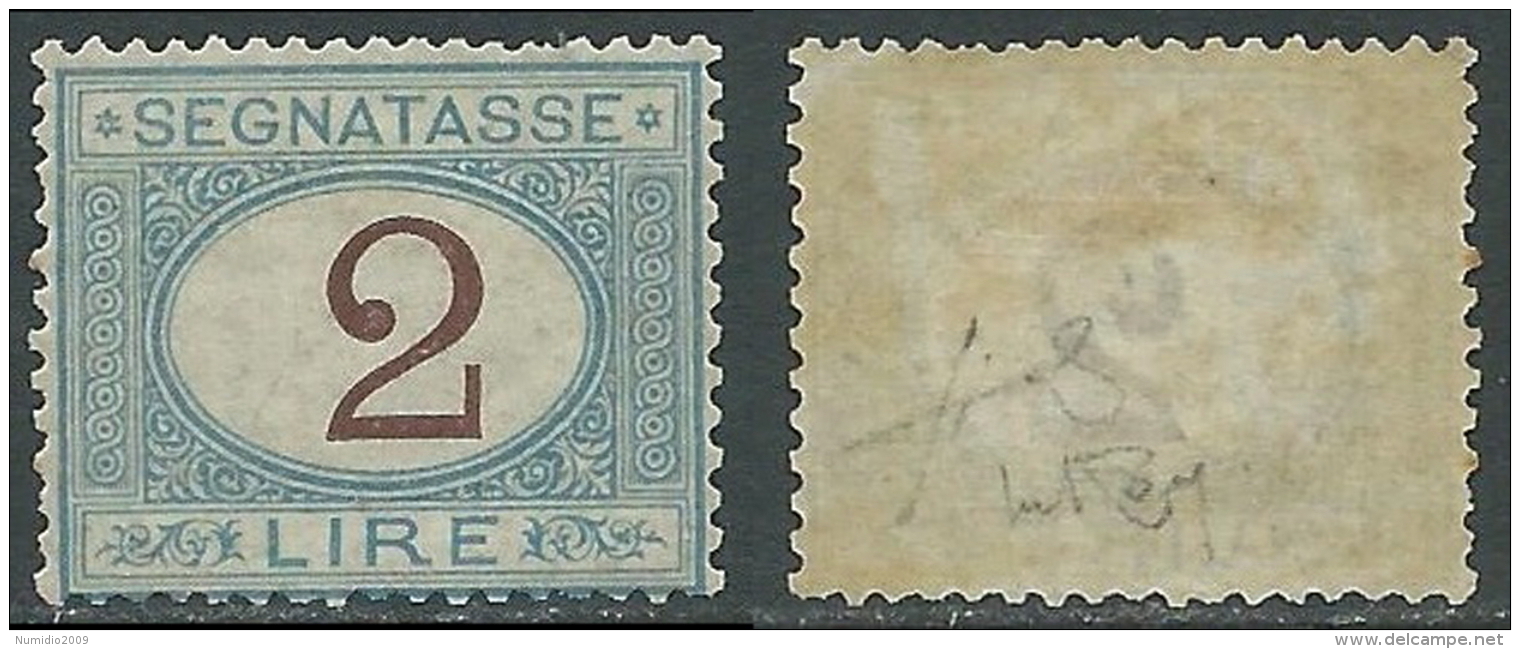 1870-74 REGNO SEGNATASSE 2 LIRE MH * - E130 - Postage Due