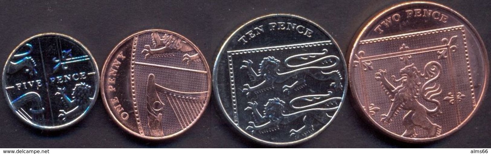 Great Britain UK Coins Set 2016 UNC (Set 4pc.) ( 1 2 5 10 Pence) - Otros & Sin Clasificación