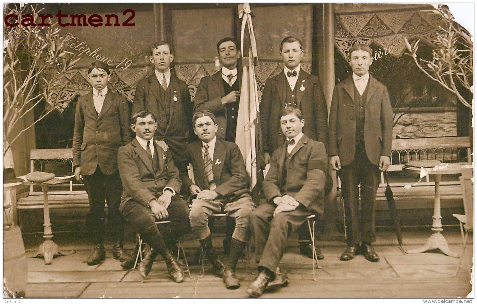 CARTE PHOTO : AUDELAT GROUPE DE CONSCRIT ECRITE DEPUIS UN CAMP DE PRISONNIERS MILITAIRES GEPRÜFT 15 CANTAL - Andere & Zonder Classificatie