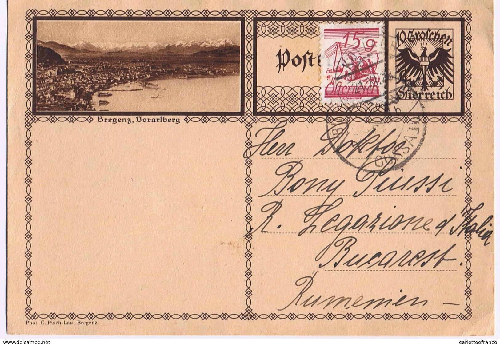 Cart. Postale  Koflach-> Bucarest - V 1928 - Briefe U. Dokumente