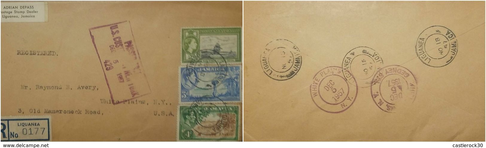 O) 1957 JAMAICA, KING GEORGE-QUEEN VICTORIA, BANANAS-CITRUS GORVE, WARSHIP OFF PORT ROYAL, FROM LIQUANEA TO USA, XF - Jamaica (1962-...)