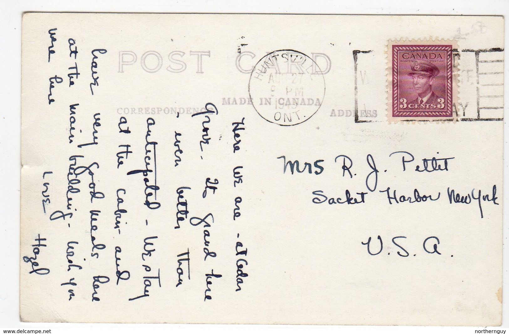 HUNTSVILLE, Ontario, Canada, Cedar Grove Lodge, Lake Peninsula, 194? AnnaBelle RPPC, Muskoka County - Muskoka