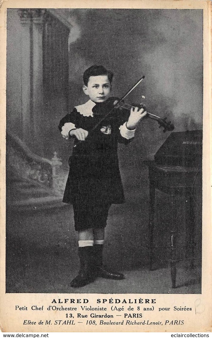 Musique. Instrument.Interprète.  Enfant  Violoniste.  Alfred Spédalière     (voir Scan) - Muziek En Musicus