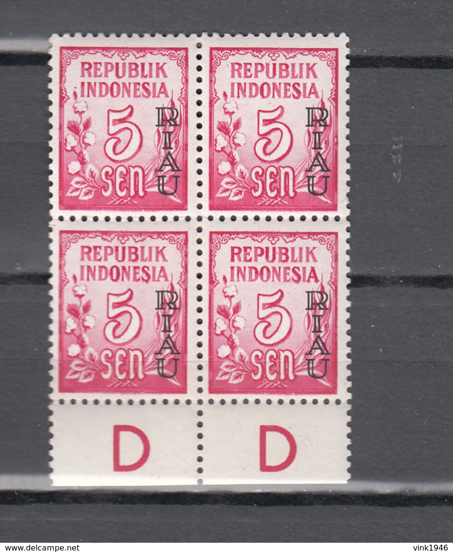 Indonesia 1954,4V In 4block,ovpt R!AU,MNH/Postfris(A3535) - Indonesië