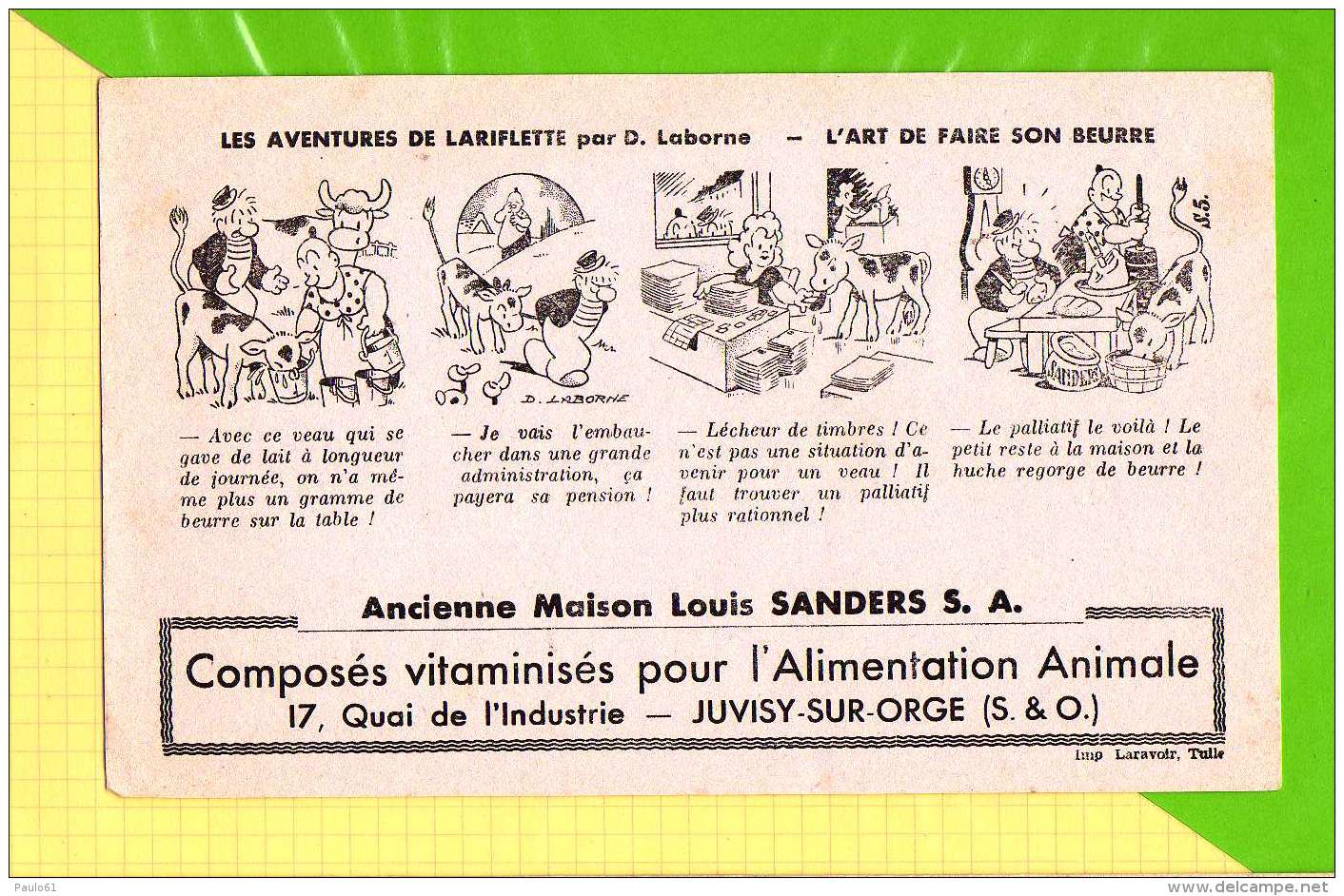 Buvard &amp; Blotting Paper : Alimentation Animale SANDERS Les Aventures De LARIFLETTE  L'art De Faire Son Beurre - Farm