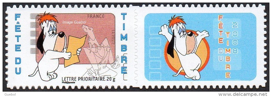 Autoadhésif(s) De France N°  160.A Ou 4149 A ** Fête Du Timbre 2008 - Tex Avery. Droopy + Logo Personnalisé, Chien, Loup - Neufs