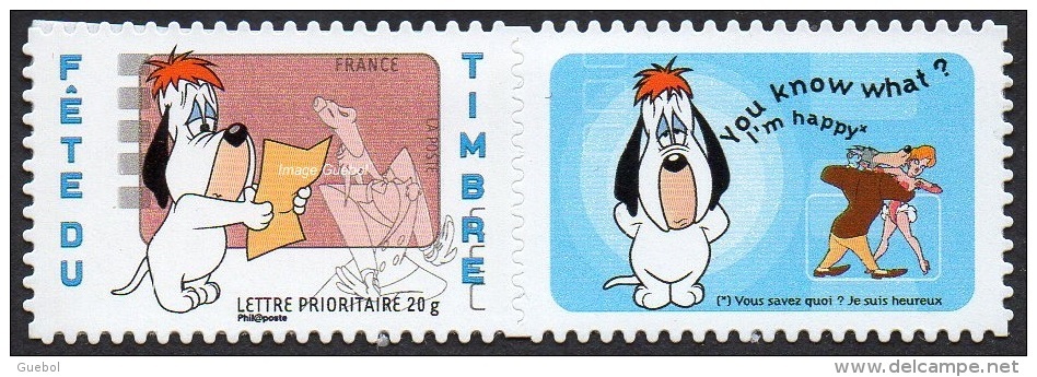 Autoadhésif(s) De France N°  160.A Ou 4149 A ** Fête Du Timbre 2008 - Tex Avery. Droopy + Logo Personnalisé, Chien, Loup - Neufs