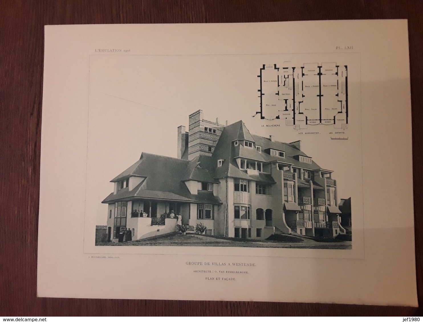 GROUP DE VILLAS  A WESTENDE  1908  ARCHITECT O. VAN RYSSELBERGHE Afmetingen 27 Cm Op 36 Cm - Architettura