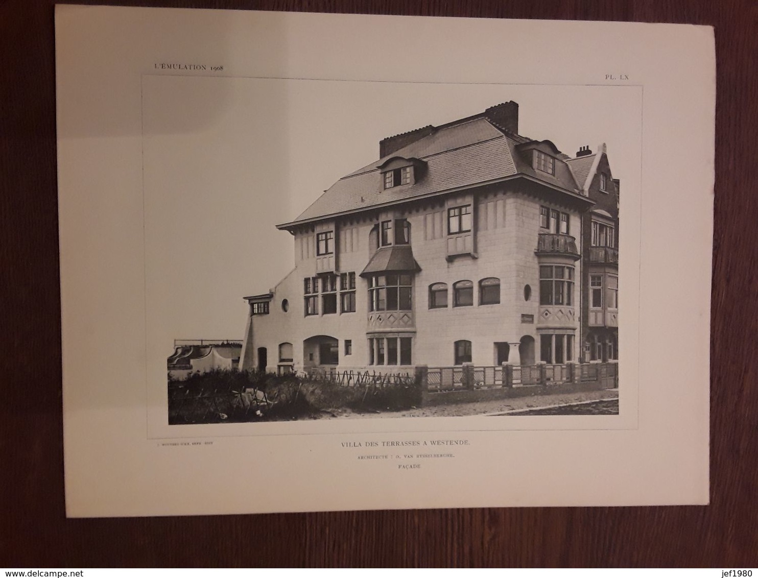 VILLA DES TERRASSES  A WESTENDE  1908  ARCHITECT O. VAN RYSSELBERGHE MET VOLLEDIG GRONDPLAN Afmetingen  27 Cm Op 36 Cm - Arquitectura