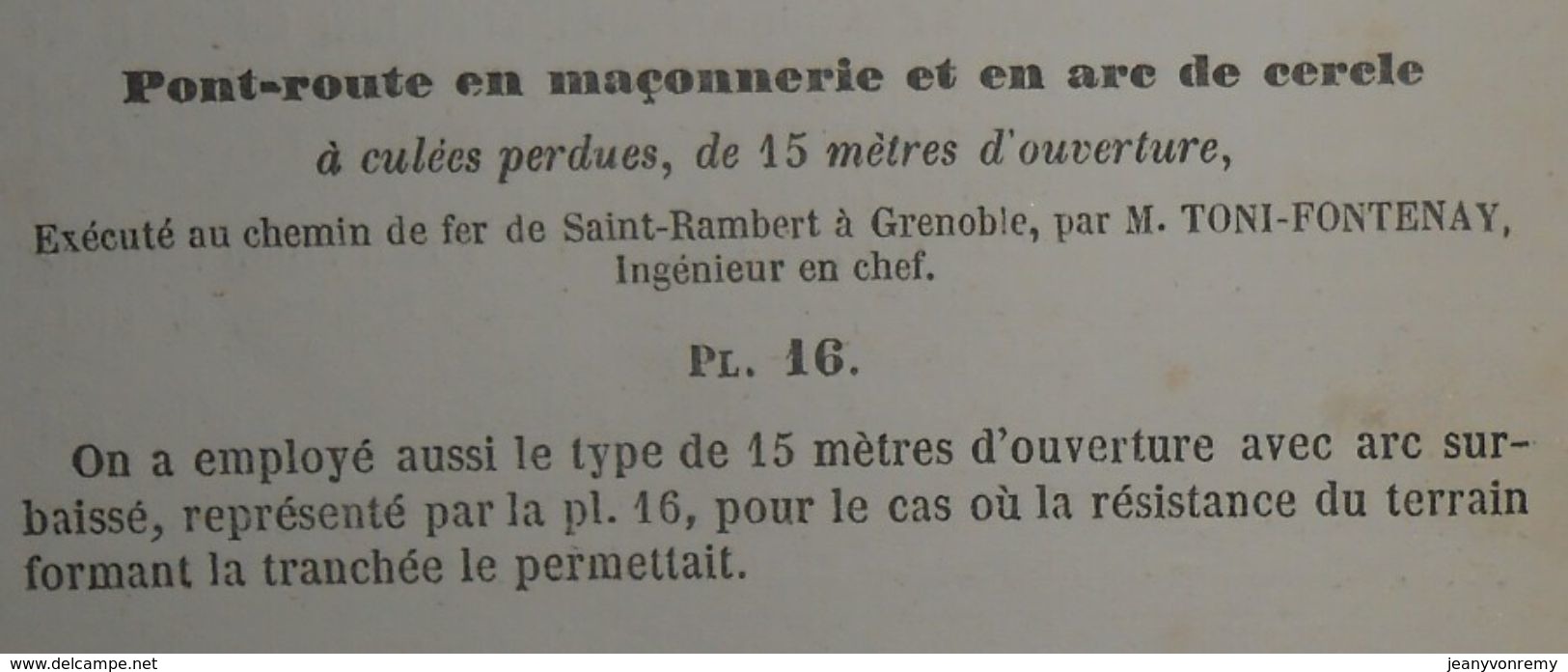 Plan D'un Passage Supérieur De 15 M De Rayon. Chemin De Fer De Saint Rambert à Grenoble. 1858 - Public Works