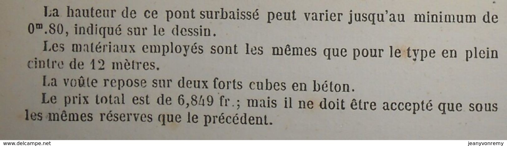 Plan D'un Passage Supérieur De 15 M De Rayon. Chemin De Fer De Saint Rambert à Grenoble. 1858 - Obras Públicas