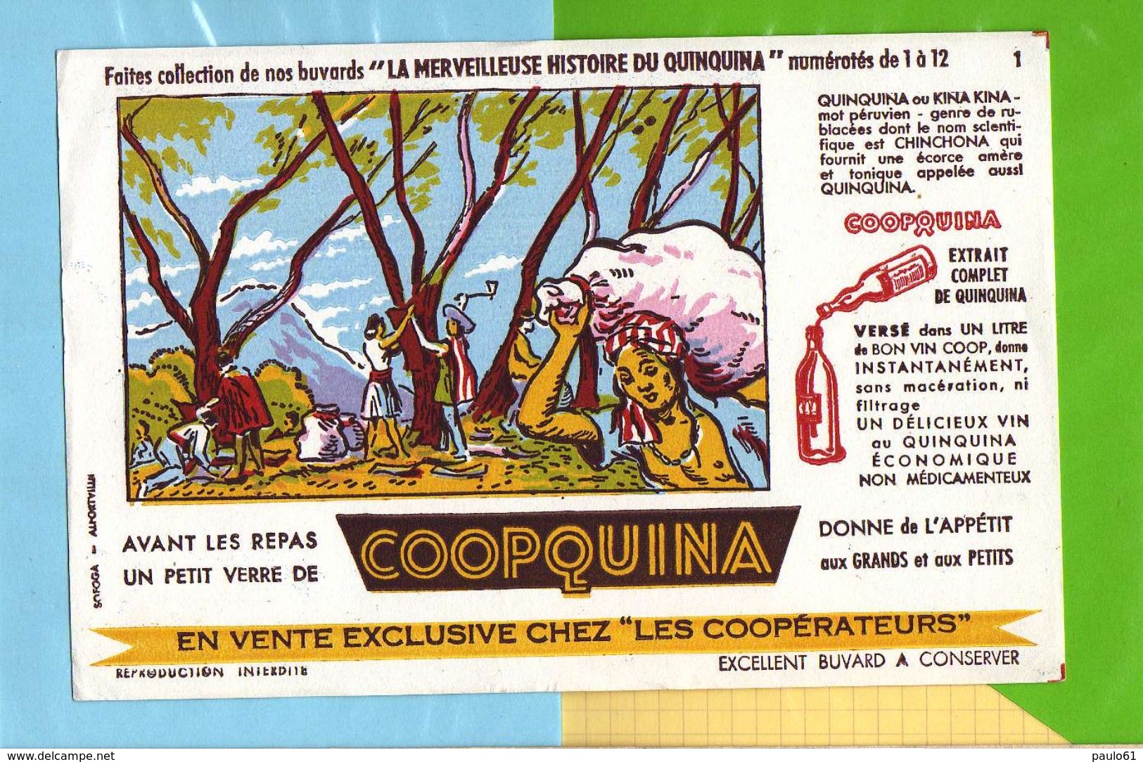 Buvard & Blotting Paper : Les Cooperateurs  COOPQUINA  N° 1 Kina Kina Mot Peruvien - Liquor & Beer