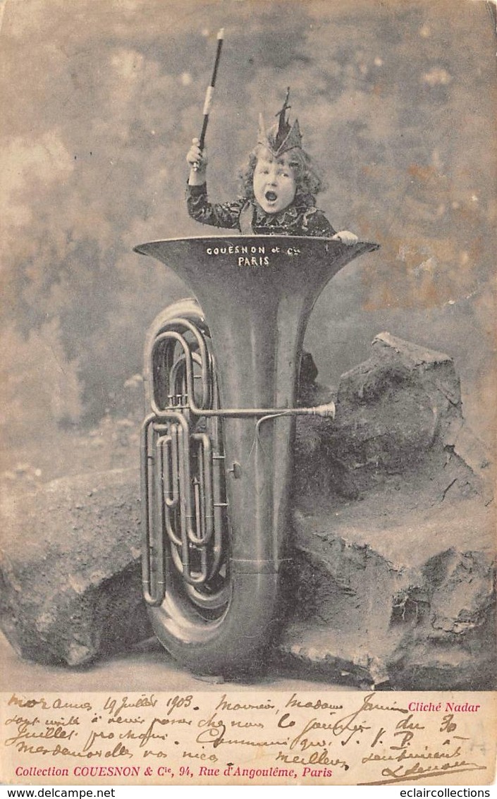 Musique. Instrument.  Musicien Enfants Dans Un Pavillon D'un Cor   3 Cartes   (voir Scan) - Music And Musicians