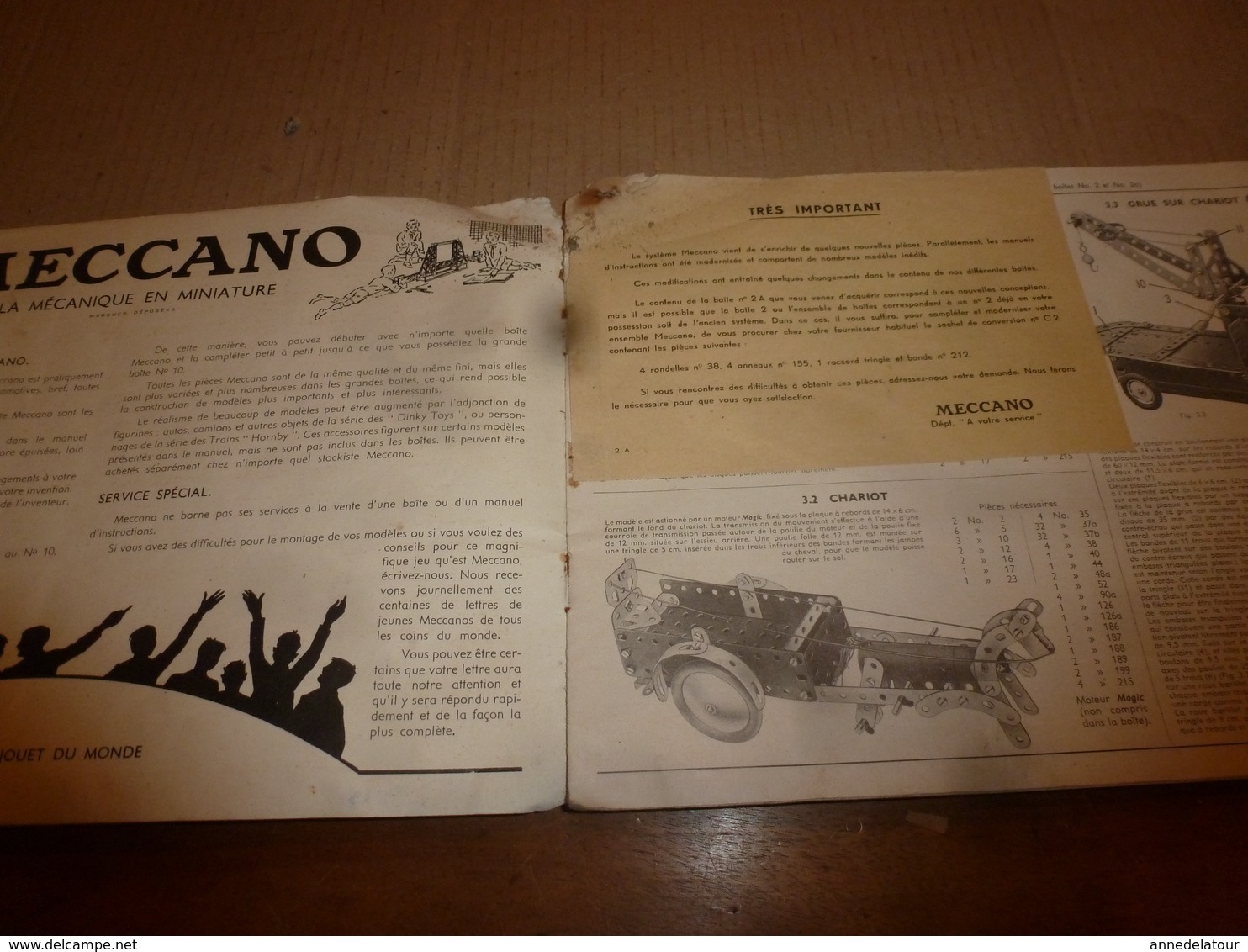 1940 Lot De 3 Notices (manuels D'instruction) Pour MECCANO Pour Boites  1A , 2A , 3A - Meccano