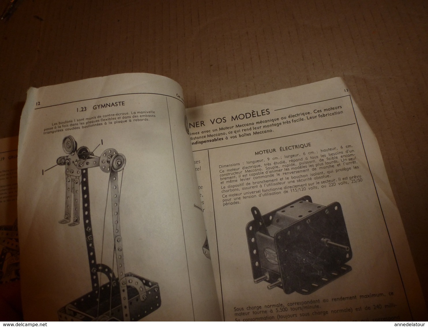 1940 Lot de 3 notices (manuels d'instruction) pour MECCANO pour boites  1A , 2A , 3A