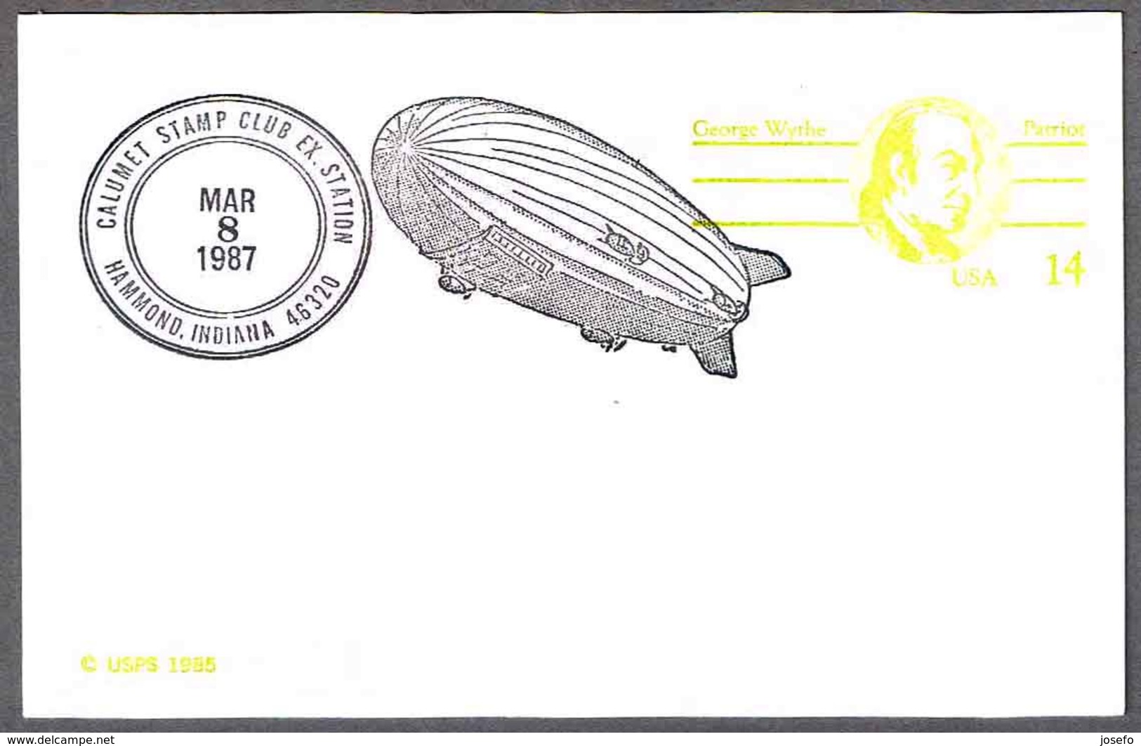 Calumet Stamp Club Exh. -  DIRIGIBLE - AIRSHIP. Hammond IN 1987 - Montgolfier