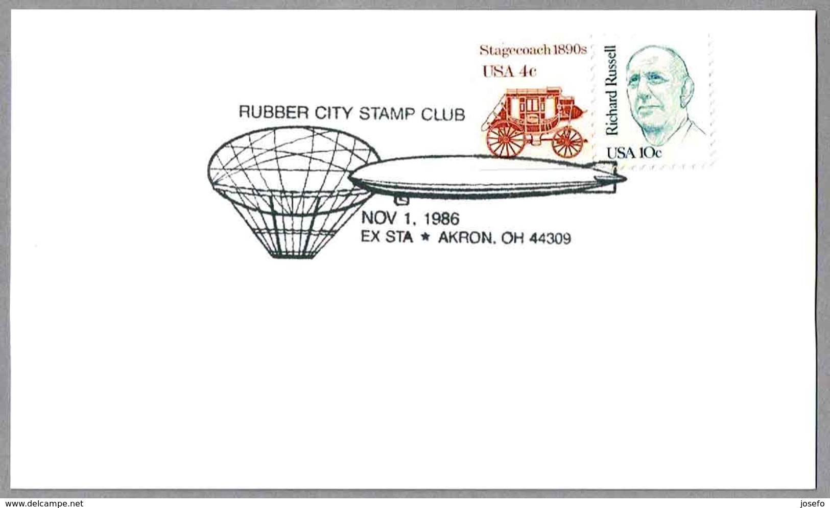 Rubber City Stamp Club - DIRIGIBLE - AIRSHIP. Akron OH 1986 - Montgolfier