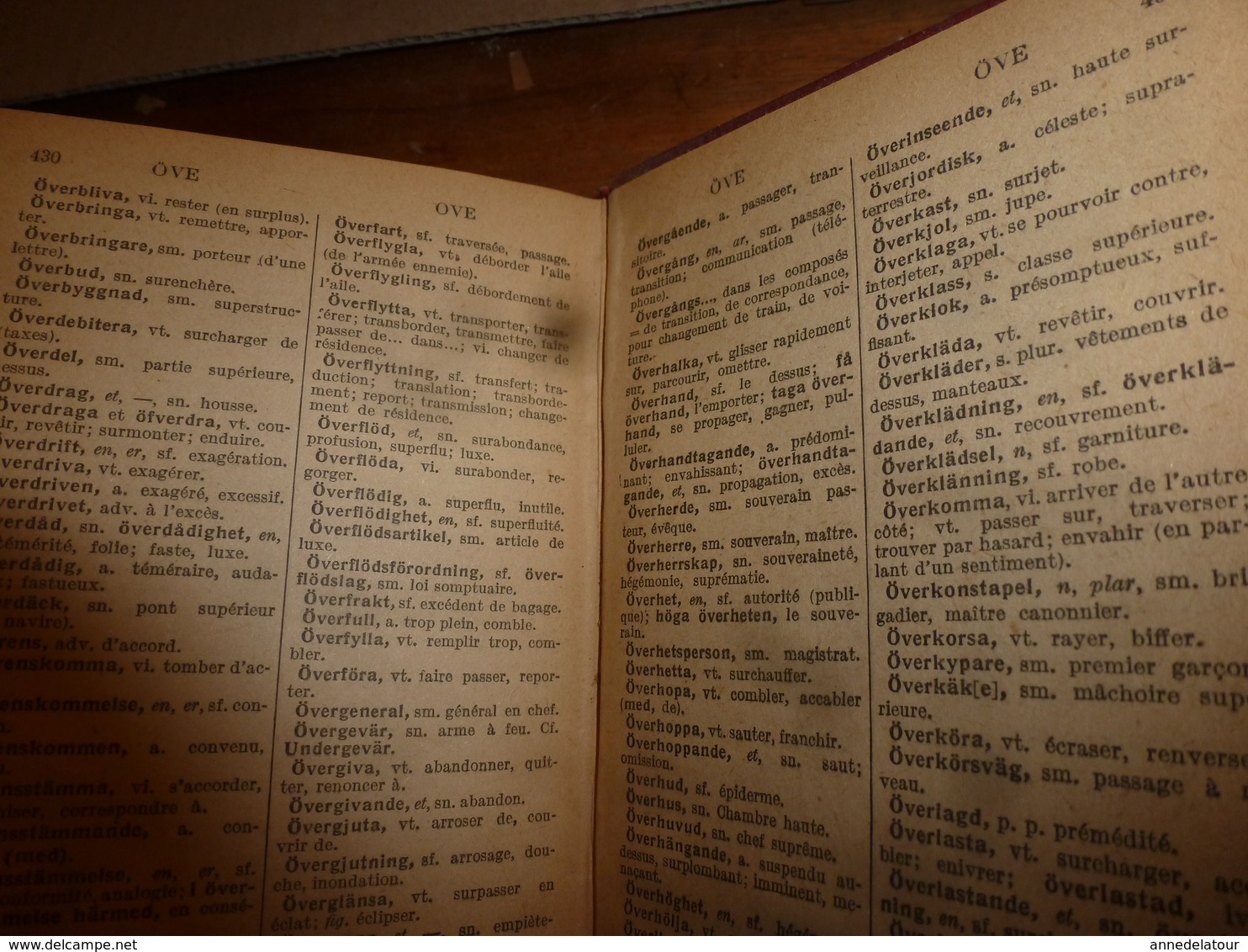 1924 Dictionnaire GARNIER --> Suédois - Français (SVENSK- FRANSK  ORDBOK ) par P. Desfeuilles , Editions Garnier- Frères