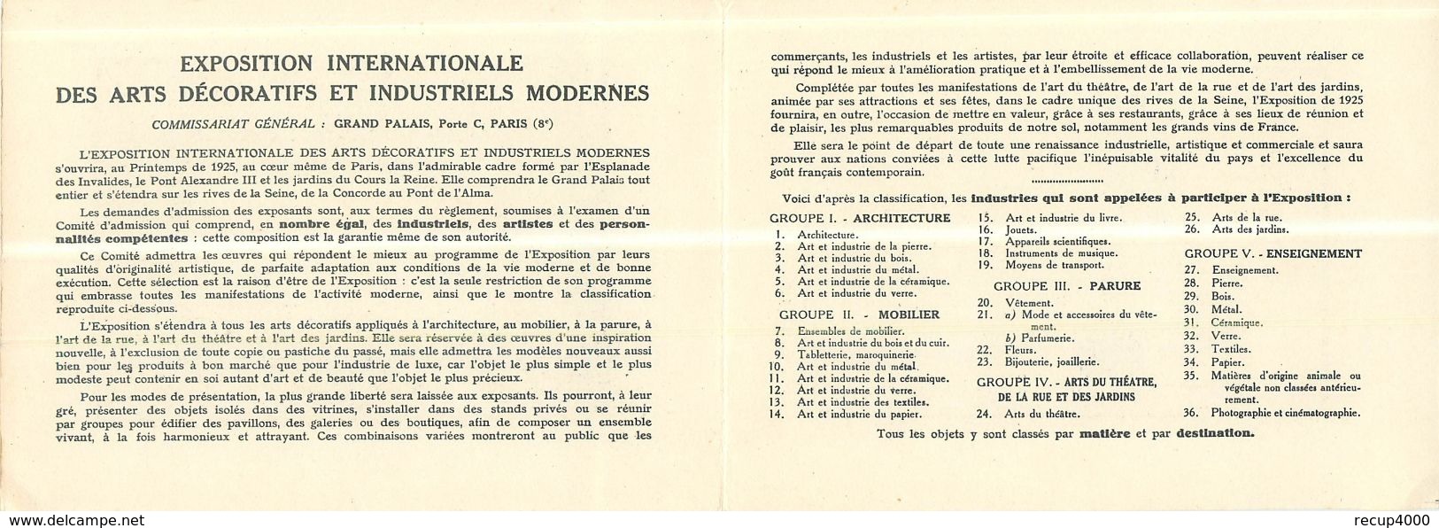 75 PARIS Exposition Des Arts Décoratifs 1925  Deux Volets Programme Et Plan  Tbe   2scans - Ausstellungen