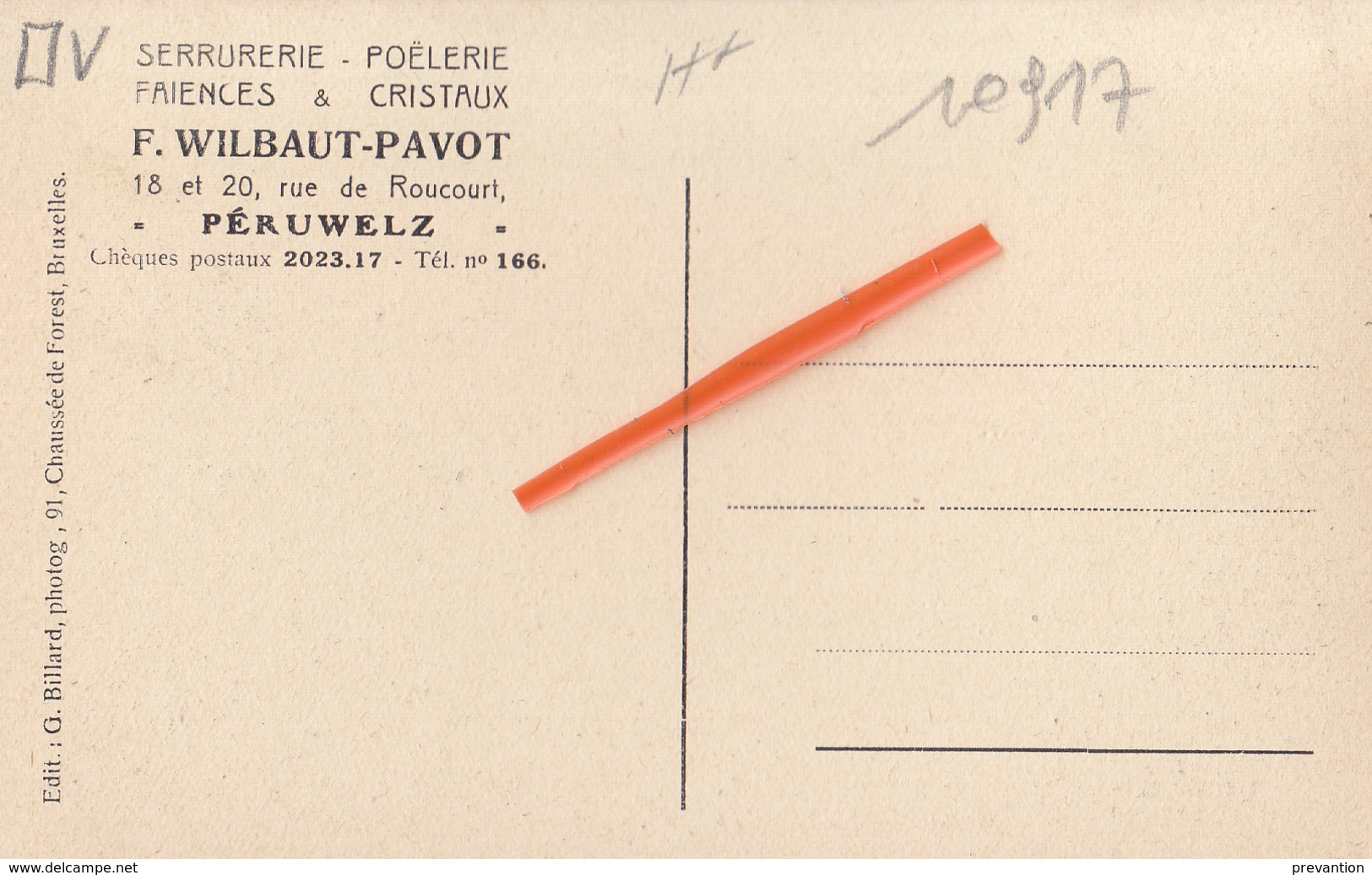 PERUWELZ - 18-20 Rue De Roucourt - Serrurerie - Poêlerie - Faiences & Cristaux - F. WILBAUT-PAVOT - Péruwelz