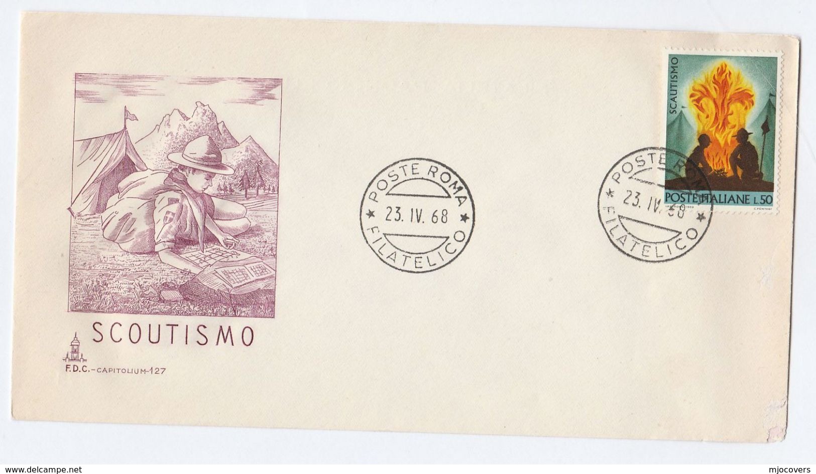 1968 ITALY FDC SCOUTS Stamps Cover By Capitolium, Scouting - Covers & Documents